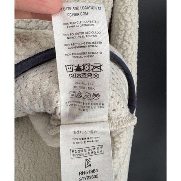 Patagonia Women's Retro Pile Fleece Marsupial Pullover L Cream Navy Outdoor - Picture 6 of 9